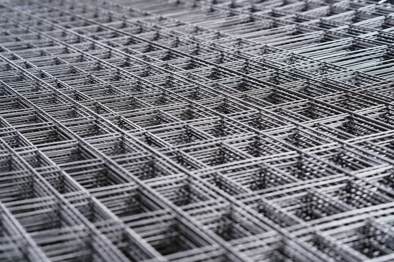 Galvanised weldmesh sheets stacked at the Marshall Steel yard