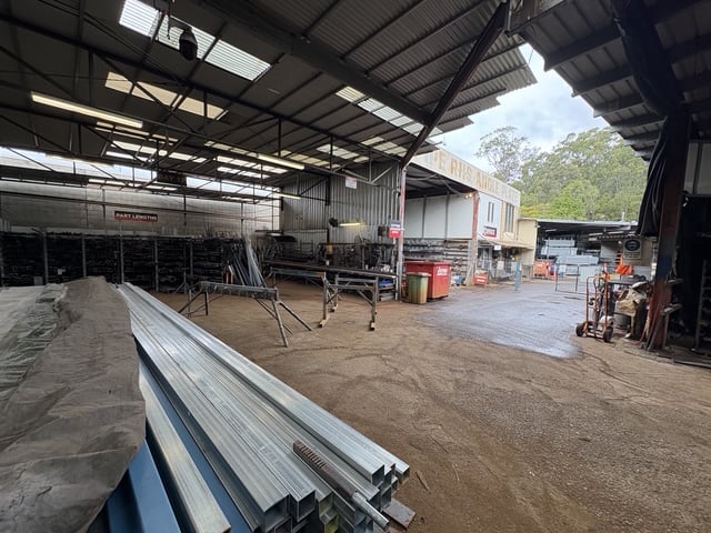 Part-lengths bay at the Marshall Steel yard — shorter cut-to-length stock ready for pick-up
